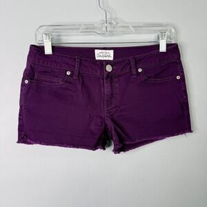 Aeropostale Purple Wine Stretch Denim Raw Hem Jean Shortie Shorts Juniors' 3/4